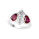 Marquise Diamond Engagement Ring with Ruby Stones in 18K White Gold