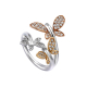 Butterfly Diamond ring in 18K White &Yellow & Rose Gold