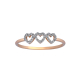 Attached Three Hearts Ring in 18k White and Rose Gold
