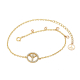 Diamond Peace Sign Bracelet in 18K Rose Gold with Diamonds