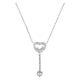 Diamond Heart Shape Drop Neckalce with Floating Diamonds in 18K White Gold