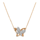 Diamond 3D Design Butterfly Necklace in 18K White & Rose Gold