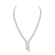 Wedding Diamond Necklace with two Drop Round Lines in 18K White Gold
